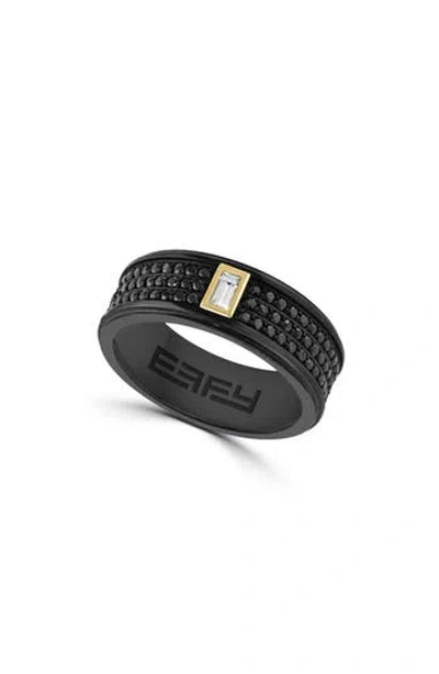 Effy Two-tone Pavé Black Spinel & White Sapphire Band Ring