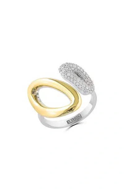 Effy Two-tone Pavé Diamond Bypass Ring In Silver