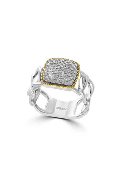 Effy Two-tone Pavé Diamond Cushion Ring In White