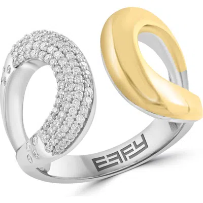 Effy Two-tone Pavé Diamond Open Band Ring In Gold