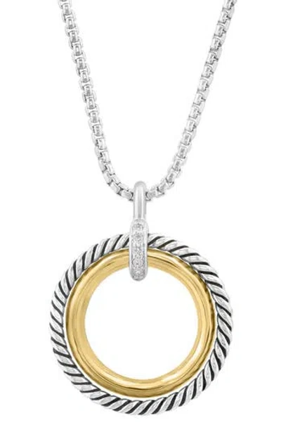 Effy Two-tone Pavé Diamond Open Circle Pendant Necklace In Metallic