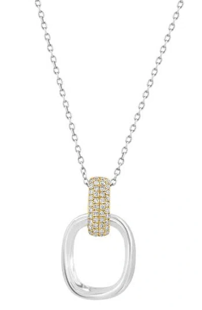 Effy Two-tone Pavé Diamond Oval Pendant Necklace In Silver Multi