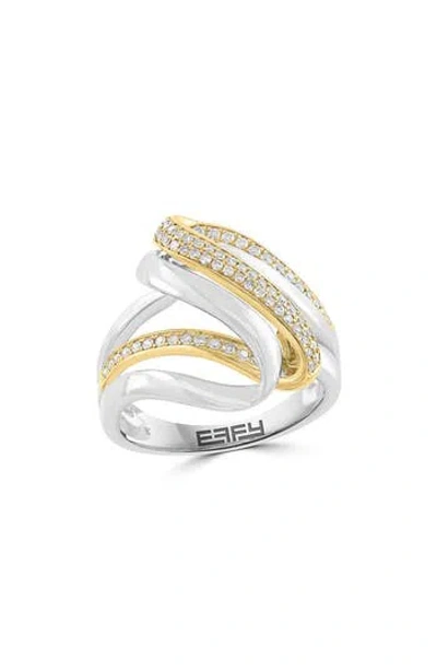 Effy Two-tone Pavé Diamond Swirl Ring In Gold