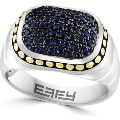 Effy Two-tone Sapphire Signet Ring In Metallic