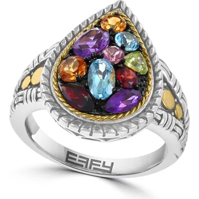 Effy Two-tone Semiprecious Stone Pear Signet Ring In Multi