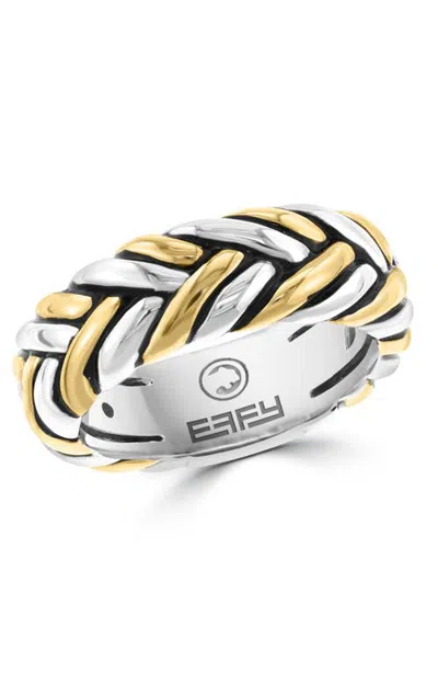 Effy Two-tone Braided Band Ring In Sterling Silver In Multi