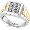 Effy Two-tone Diamond Signet Ring In Pattern