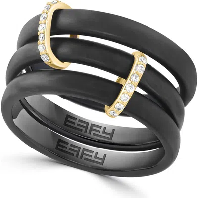 Effy Two-tone Diamond Stacked Triple Band Ring In Black