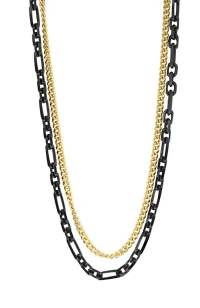 Effy Two-tone Mixed Chain Layered Necklace In Sterling Silver In Multi