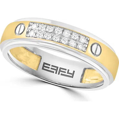 Effy Two-tone Pavé Diamond Band Ring In Orange