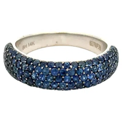 Pre-owned Effy Vintage  Designer 3.00tcw Blue Sapphire Pave 6mm Gold Band Ring
