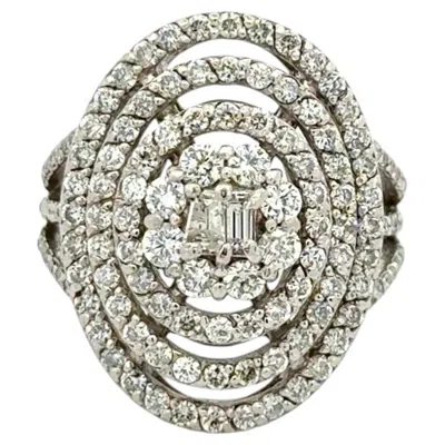Pre-owned Effy Vintage  Designer Rbc Diamond Gold Cluster 4 Row Halo Ring In Multi