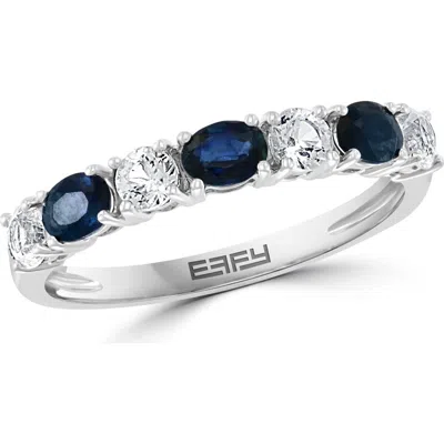Effy White & Blue Sapphire Ring In Metallic