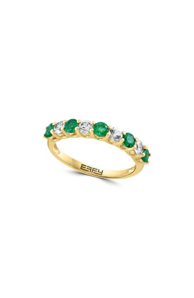 Effy White Sapphire & Emerald Ring In Gold
