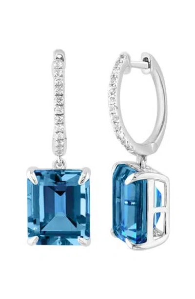 Effy White Sapphire & London Blue Topaz Drop Earrings