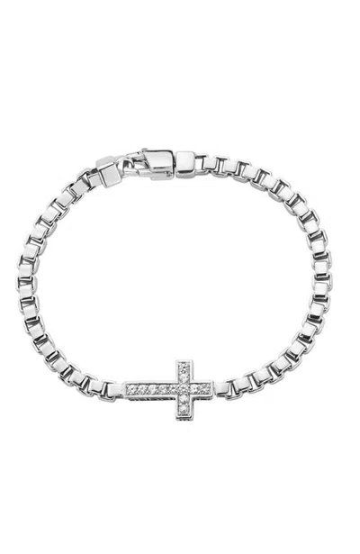 Effy White Sapphire Cross Bracelet In Sterling Silver