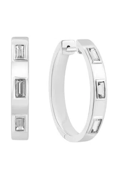 Effy White Topaz Hoop Earrings In Silver