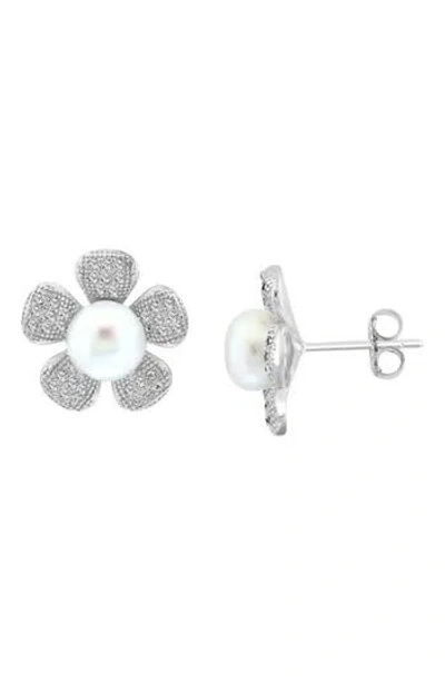 Effy White Topaz Stone Flower Stud Earrings