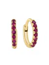 Effy Women's 14k Goldplated Sterling Silver & Ruby Huggie Earrings In Ruby