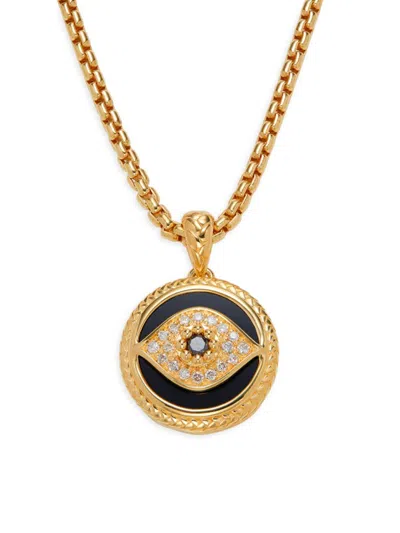 Effy Women's 14k Goldplated Sterling Silver, Diamond & Onyx Evil Eye Pendant Necklace