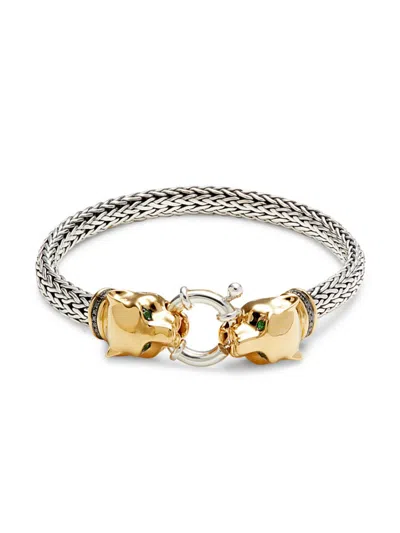 Effy Women's 14k Goldplated Sterling Silver, Emerald & Black Diamond Bracelet