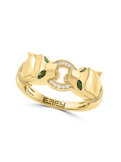 Effy Women's 14k Goldplated Sterling Silver, Tsavorite & Diamond Ring In Yellow Gold