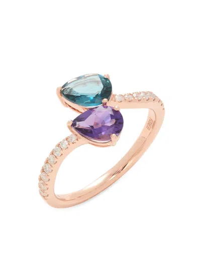 Effy Women's 14k Rose Gold, 0.18 Tcw Diamond & Multi-stone Ring