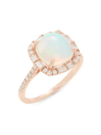Effy Women's 14k Rose Gold, 0.39 Tcw Diamond & Ethiopian Opal Halo Ring
