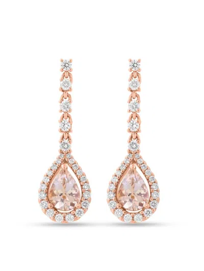 Effy Women's 14k Rose Gold, 0.55 Tcw Diamond & 1.25 Tcw Morganite Drop Earrings