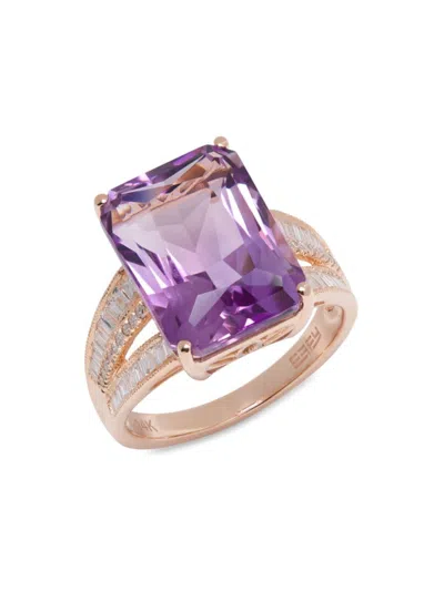 Effy Women's 14k Rose Gold, 13.00 Tcw Pink Amethyst & 0.38 Tcw Diamond Ring