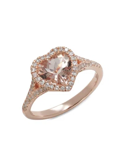 Effy Women's 14k Rose Gold, 1.50 Tcw Morganite & 0.25 Tcw Diamond Heart Ring