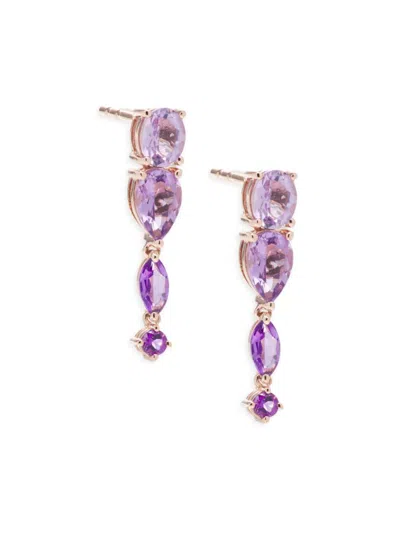 Effy Women's 14k Rose Gold, 1.60 Tcw Amethyst & Pink Amethyst Drop Earrings