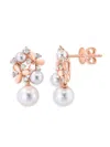 Effy Women's 14k Rose Gold, 3-6mm Akoya Pearl & Diamond Drop Earrings In Rose Gold