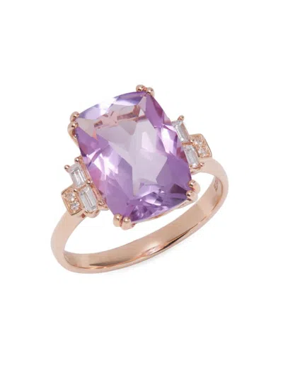 Effy Women's 14k Rose Gold, 6.60 Tcw Pink Amethyst & 0.15 Tcw Diamond Ring