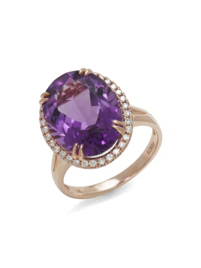 Effy Women's 14k Rose Gold, 8.25 Tcw Amethyst & 0.25 Tcw Diamond Ring