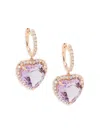 Effy Women's 14k Rose Gold, Amethyst & Diamond Heart Huggie Earrings In Amethyst