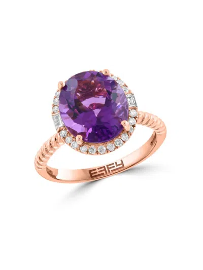Effy Women's 14k Rose Gold, Amethyst & Diamond Ring In Rose Gold Purple