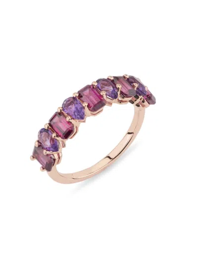 Effy Women's 14k Rose Gold, Amethyst & Rhodolite Ring