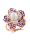 Effy Women's 14k Rose Gold, Amethyst, Diamond & Freshwater Pearl Ring In Gold