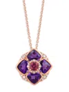 Effy Women's 14k Rose Gold, Amethyst, Pink Tourmaline & Diamond Pendant Necklace In Purple