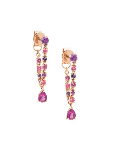 Effy Women's 14k Rose Gold, Amethyst, Rhodolite & Pink Tourmaline Drop Earrings