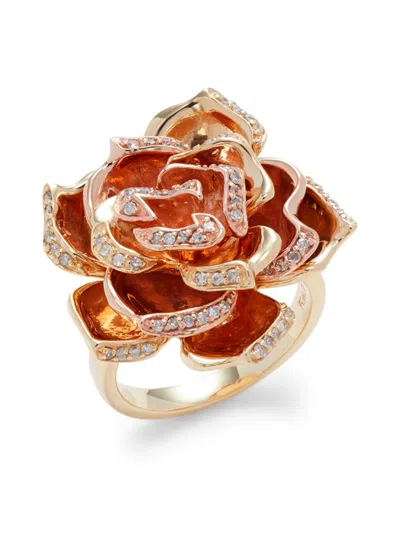Effy Women's 14k Rose Gold & 0.33 Tcw Diamond Rose Ring