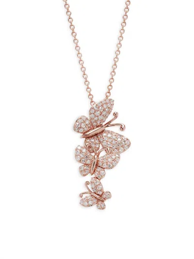 Effy Women's 14k Rose Gold & 0.45 Tcw Diamond Butterfly Pendant Necklace