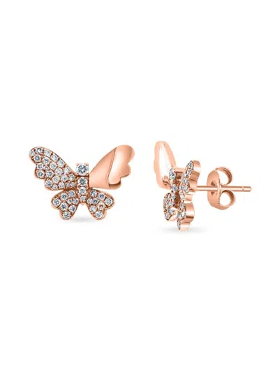 Effy Women's 14k Rose Gold & 0.57 Tcw Diamond Butterfly Earrings