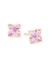 Effy Women's 14k Rose Gold & Pink Sapphire Floral Stud Earrings In Pink