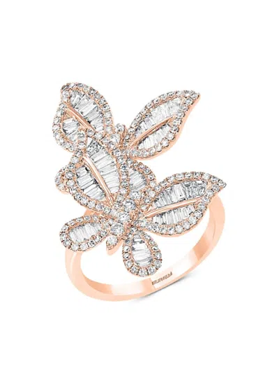 Effy Women's 14k Rose Gold & 1.41 Tcw Diamond Butterfly Ring