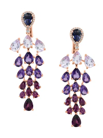 Effy Women's 14k Rose Gold & Multi Stone Chandelier Earrings