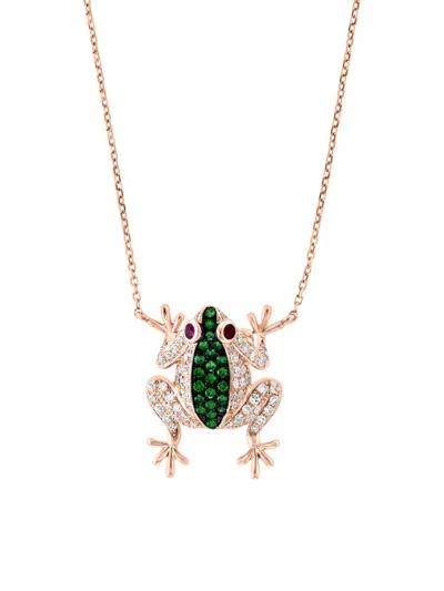 Effy Women's 14k Rose Gold & Multi Stone Frog Pendant Necklace