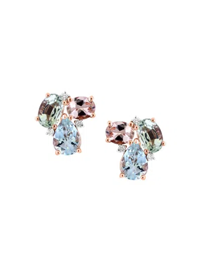 Effy Women's 14k Rose Gold & Multi Stone Stud Earrings