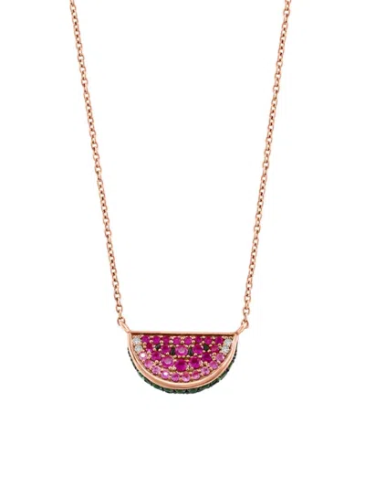 Effy Women's 14k Rose Gold & Multi Stone Watermelon Pendant Necklace